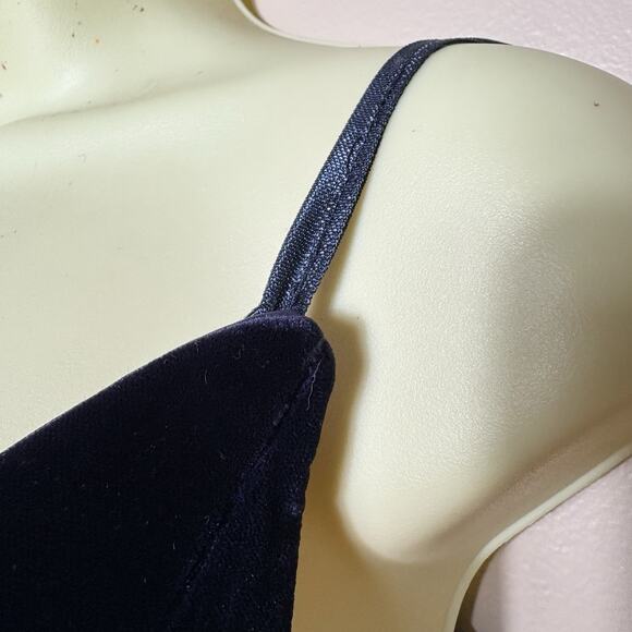 Vintage Victor Costa Velvet Dark Blue Gown Spaghetti Strap Maxi Dress Size 6 USA - Picture 5 of 16